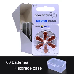 60x Powerone Hearing Aid Batteries 312 a312 P312 PR41 Germany 1.45V High Power Zinc Air Cell Button Battery for ITC Hearing Aids