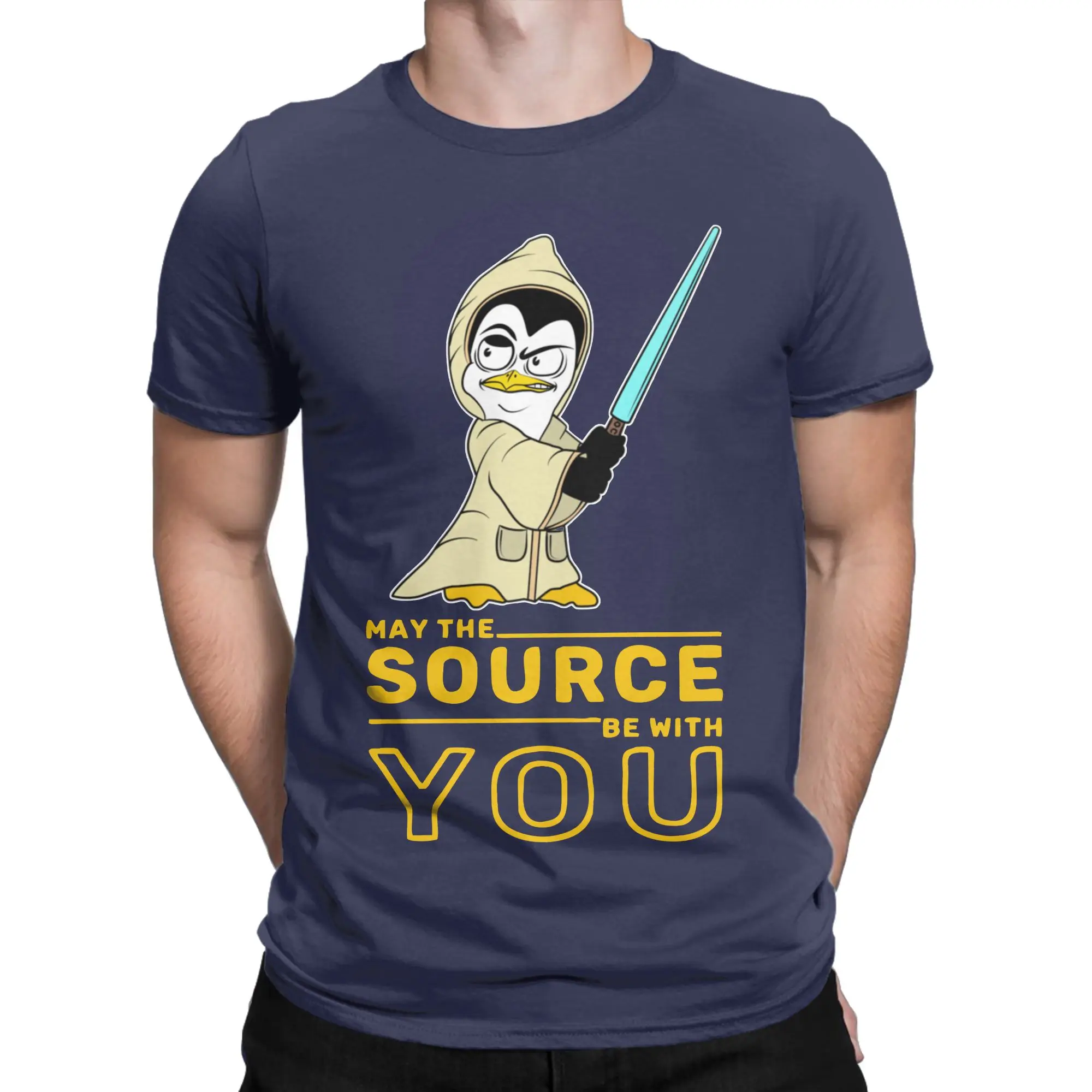 May The Source Be With You Linux Penguin T-Shirt For Men Top Tee Programmer Developer Programming Coding Nerd Cotton Summer Tops