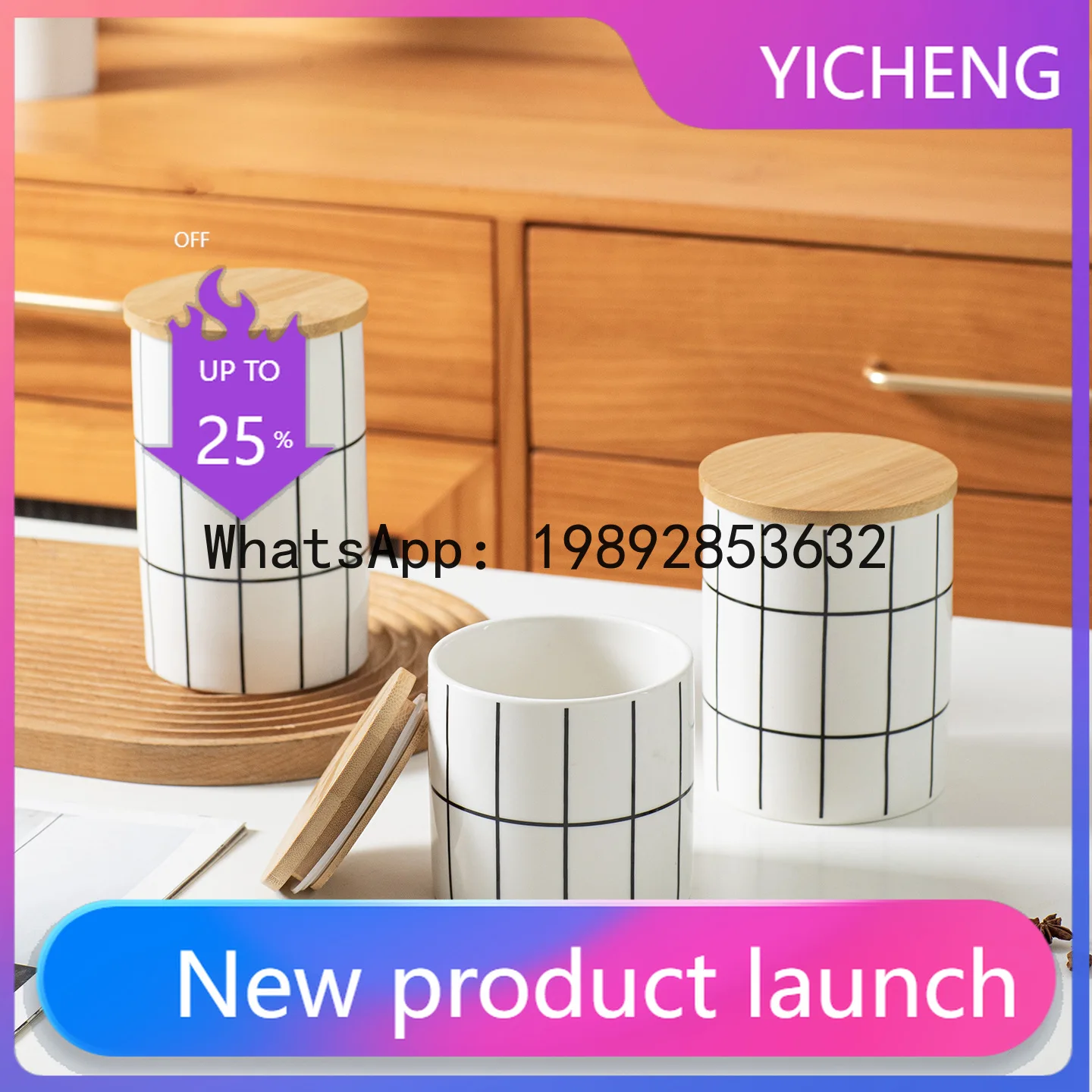 

Hys ceramic storage jar sealing lid glass jar cup lid for home food tea jar