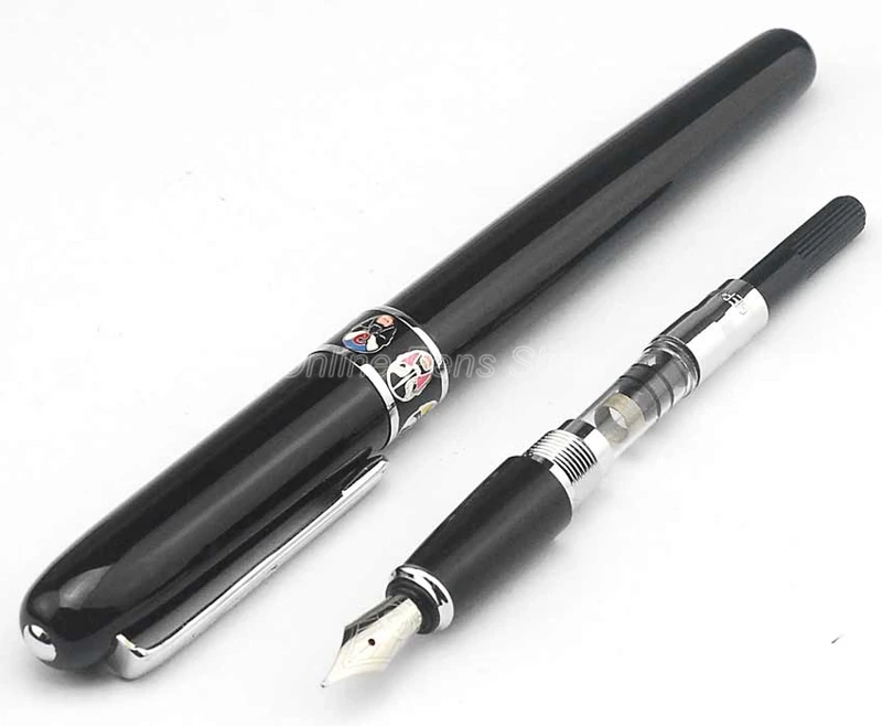 Duke Black & Silver China Sichuan Opera Face Fountain Pen M Nib For Writing Pen GFP002