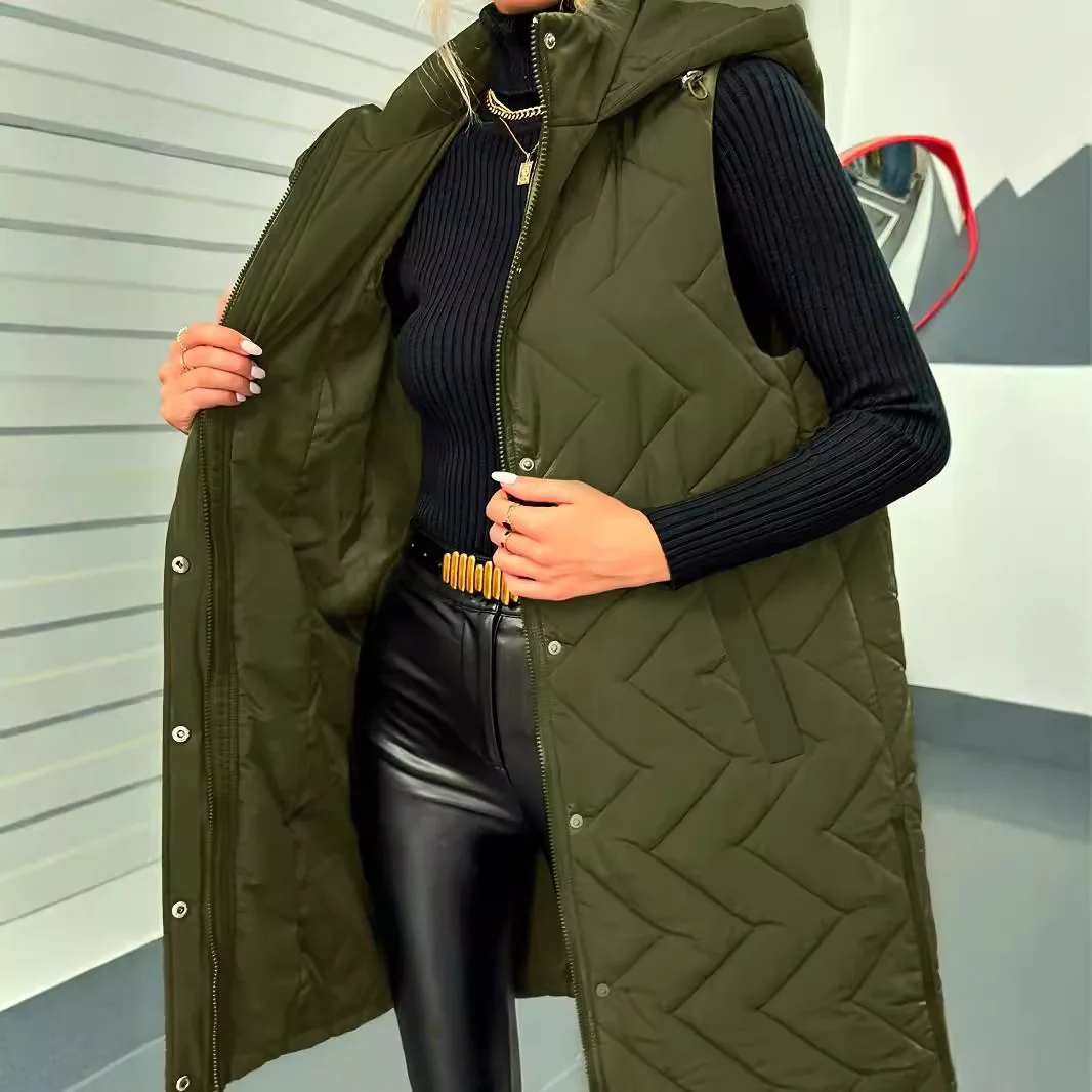 Winter Women's Jacket Coat Outwear Sleeveless Coats Zipper Long Vest Coat for Women