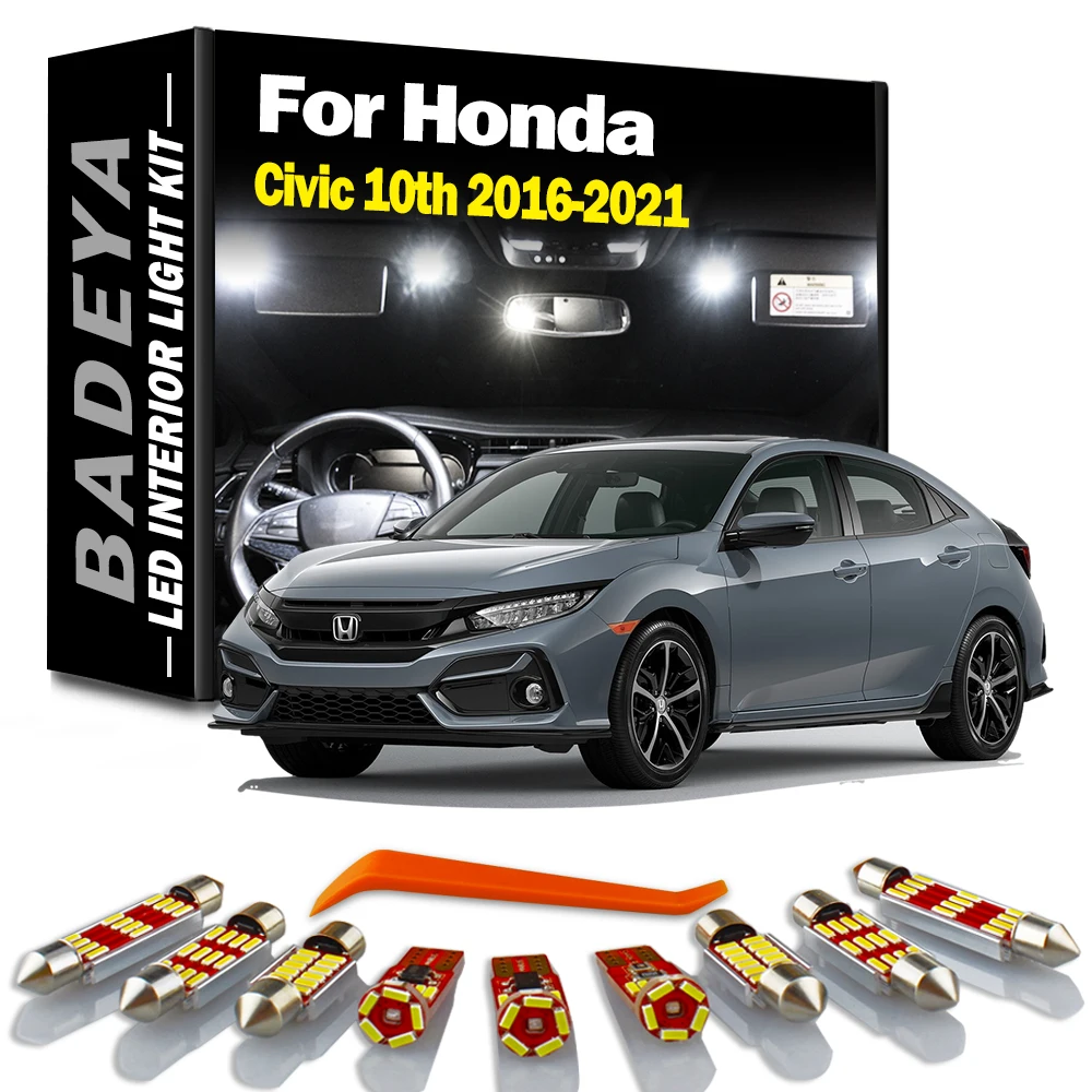 12 sztuk dla Honda Civic 10th Gen 10 MK10 Sedan Touring Hatchback 2016 2017 2018 2019 2020 2021 Zestaw samochodowych lamp LED do czytania w samochodzie