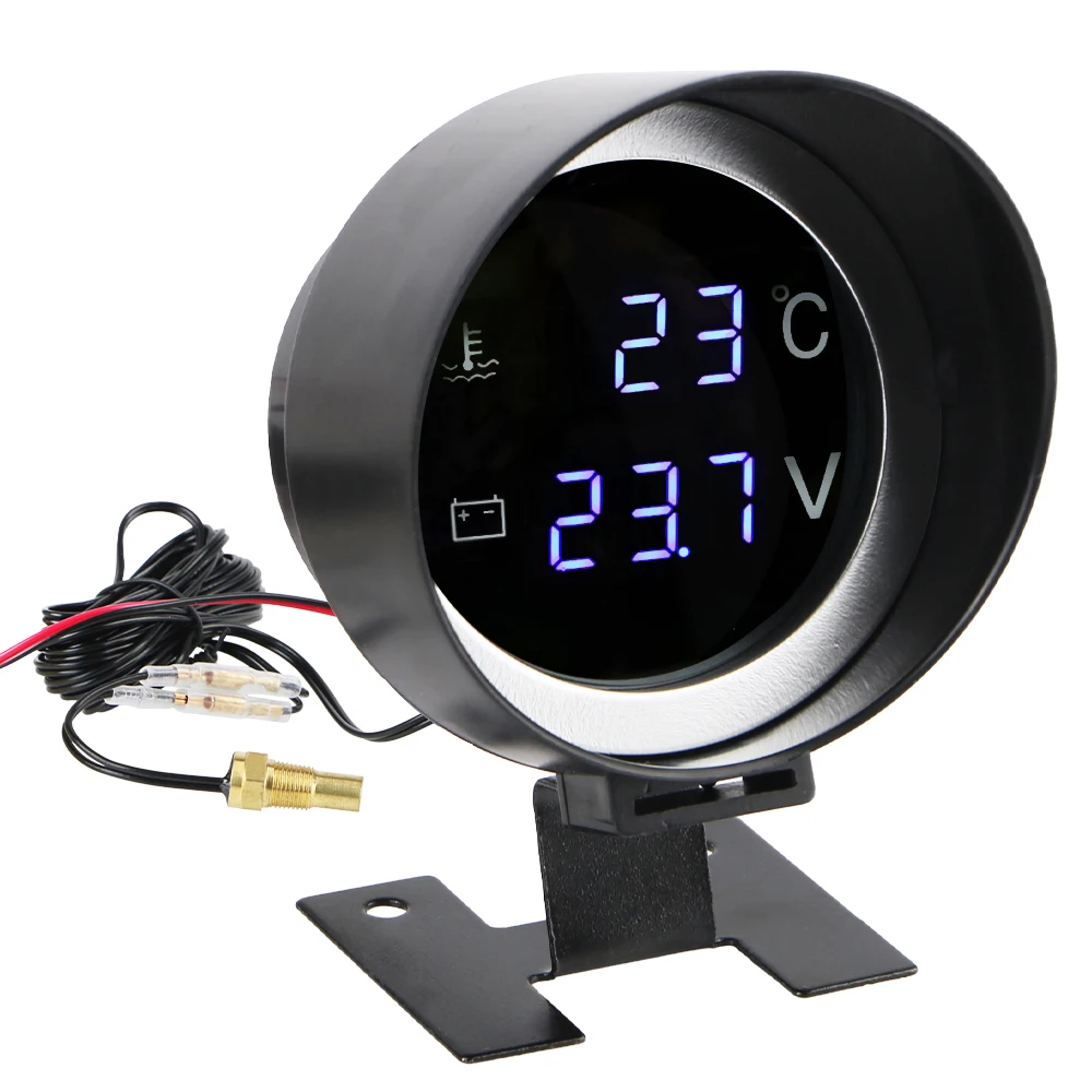 Car Instrumentation LED Backlight Voltage Meter Universal Water Temp Meter Car Modification 2 In 1 9V-36V ​10mm Sensor Digital