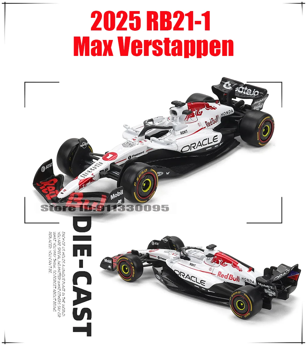 Bburago 1:43 Neue F1 2025 Red Bull Racing RB21 # 1 Verstappen # 22 Yuki Tsunoda Legierungsmodellauto Druckguss-Modellspielzeug – Detail 13