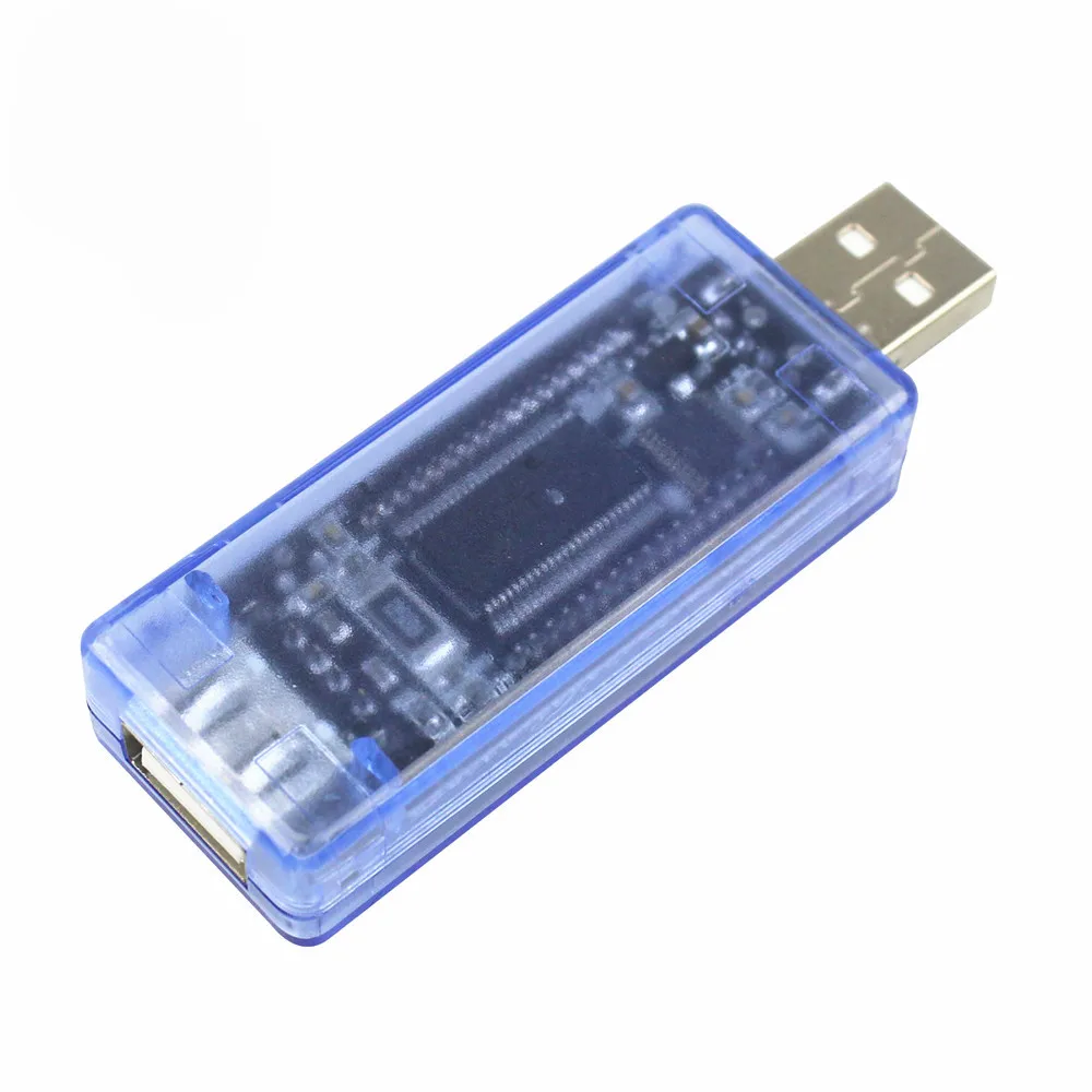 USB Mobile Power Supply Voltage Ammeter Power Capacity Test Detector Transparent Blue