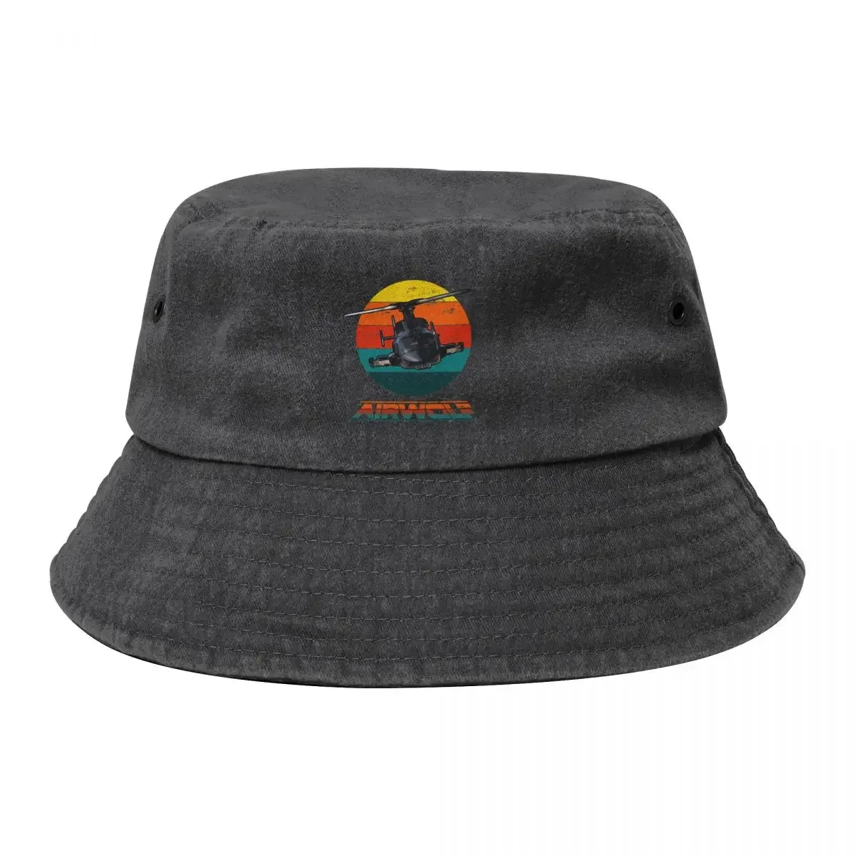 Airwolf Sunset 1980s Retro Classic Bucket Hat Rugby Kids Hat For Man Women's