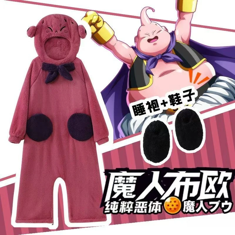 Dragon Ball Son Goku Vegeta Mr Buu Coral Fleece-Overall, hochwertiges, dickes und warmes Halloween-Cosplay-Kostüm für Paare, ideal für Herbst und Winter. – Detail 5