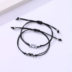 Lovecryst 2Pcs/set Best Friend Bracelet Fashion Jewelry Handmade Halloween Bat Charm Bracelets for Children Gifts