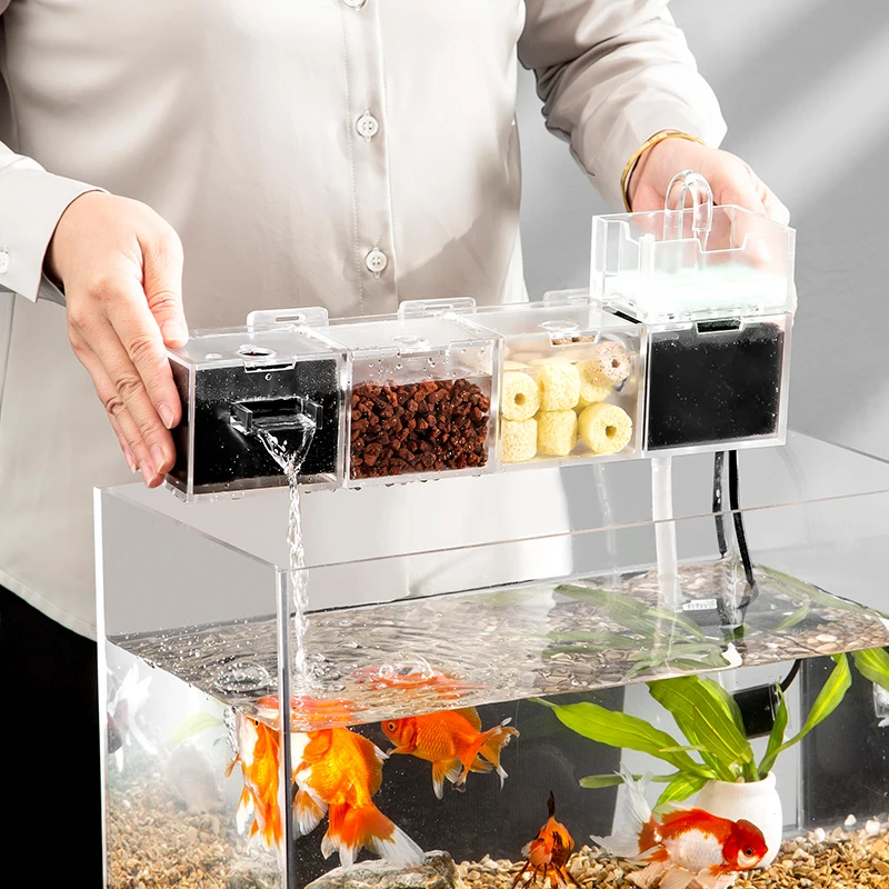 

Quiet Wall-Mounted Aquarium Filter Box Tee-In-One Oxygen Turtle Tank Water Feature Internal Circulation Purifier