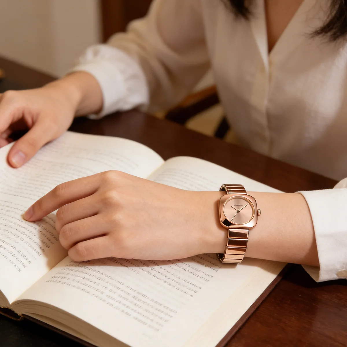 HANNAH MARTIN Women Watch Quartz 30mm Square Elliptical Stainless Steel Clock Japanese Movement Waterproof Simple Couple Watches view 5