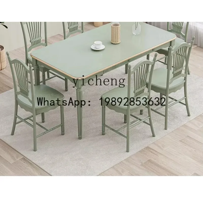 Z1 original American dining table and chairs green dining one table four chairs combination dining table rectangular