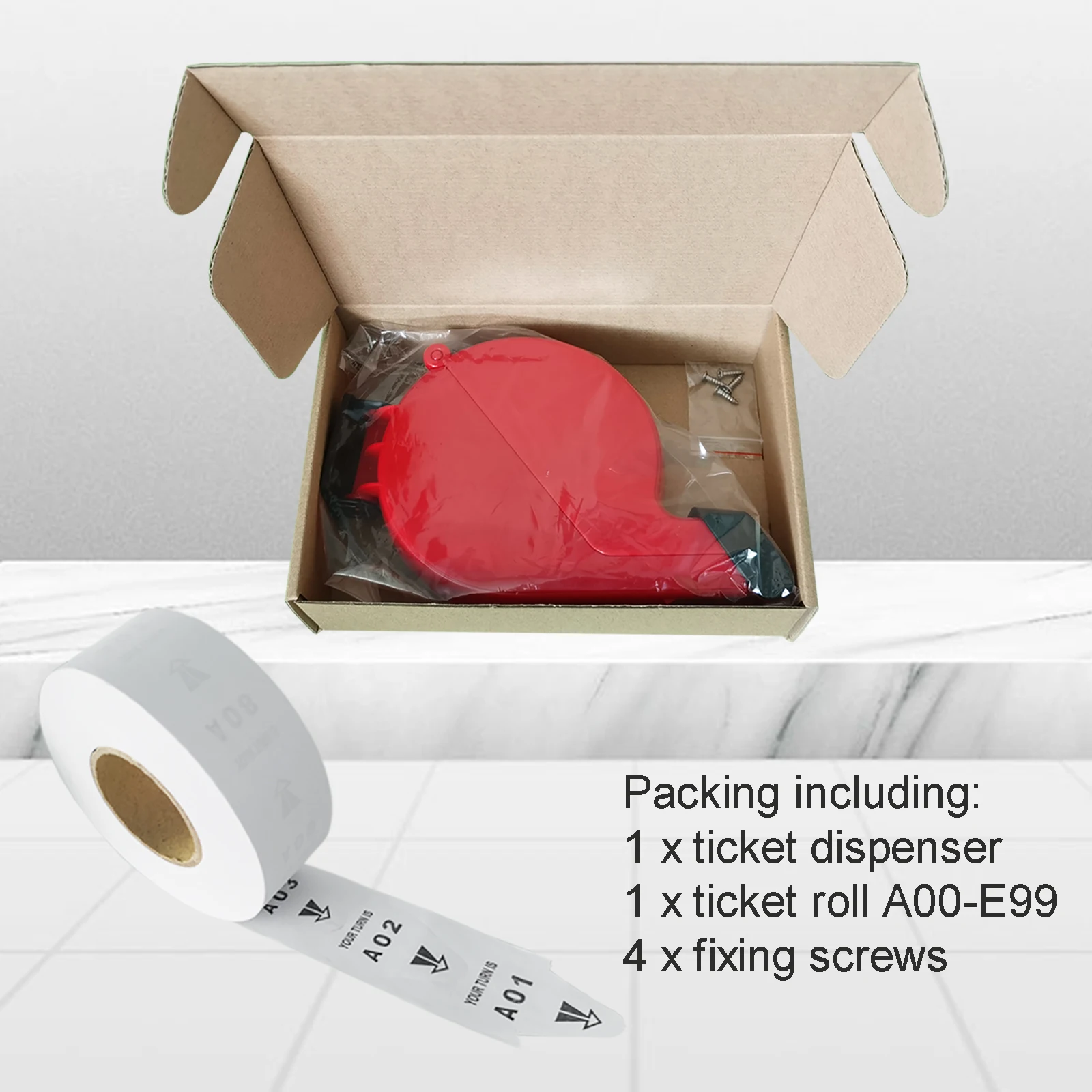 Ticket Dispenser Take A Number Machine with Paper Roll A00-E99 Queue Management System Turno O Matic Lable Ticketing