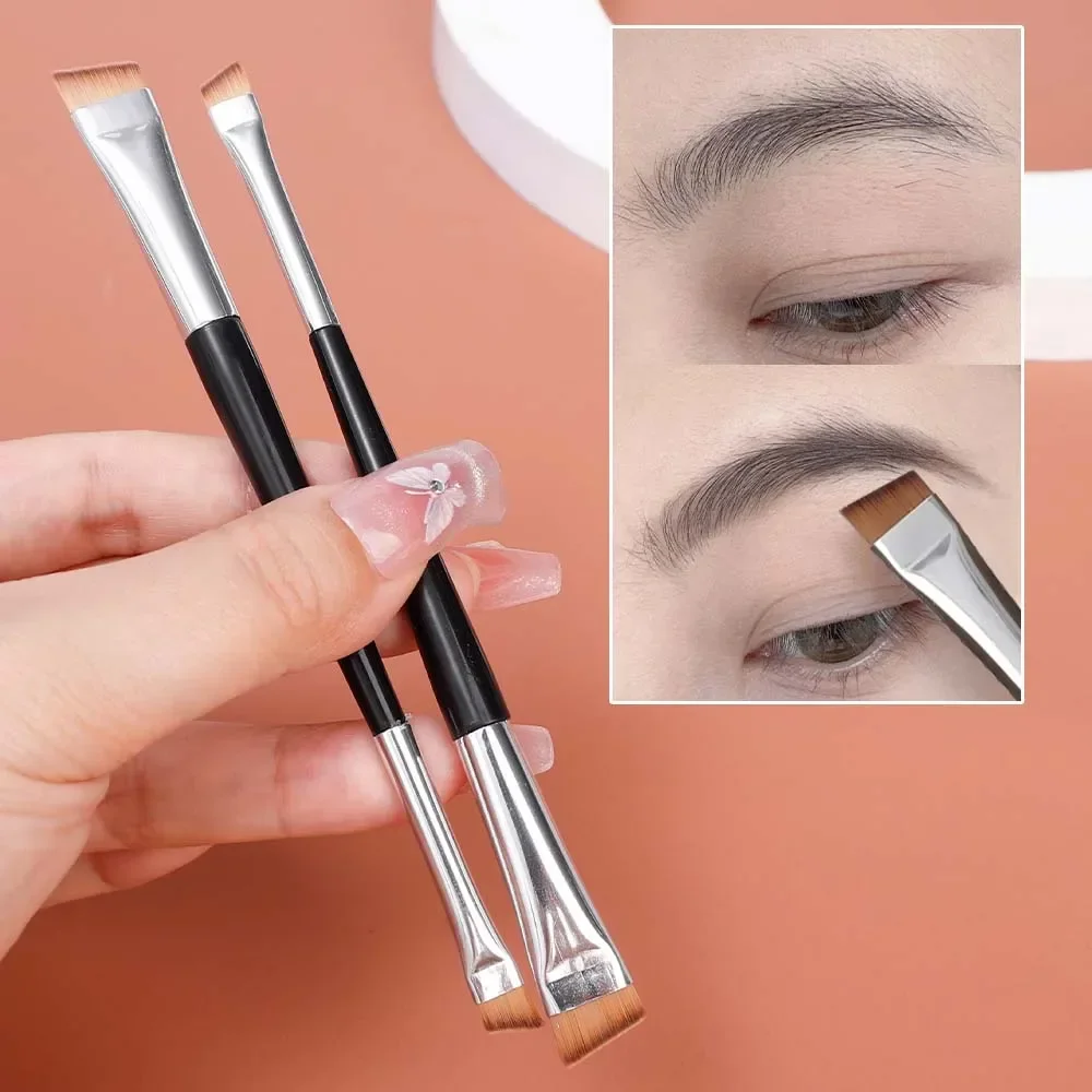 20pcs Double Head Blade Eyeliner Brush Eyebrow Brush Portable Flat Fine Eye Liner Brow Contour Makeup Brushes Make Up Tools Set