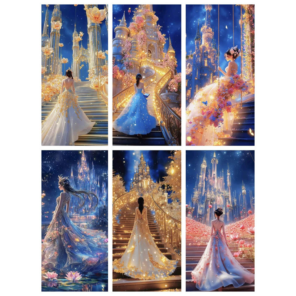 

New DIY All Diamond Painting Dream Dress for Women's Castle Mosaic Diamond Cross Needle Set Living Room and Bedroom Decoration