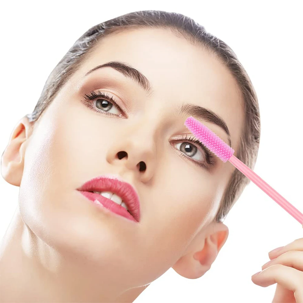 50/100pcs Eyelash Brush Disposable Silicone Eyelashes Brushes Mascara Wands Applicators For Woman Lash Eyebrows Makeup Tool