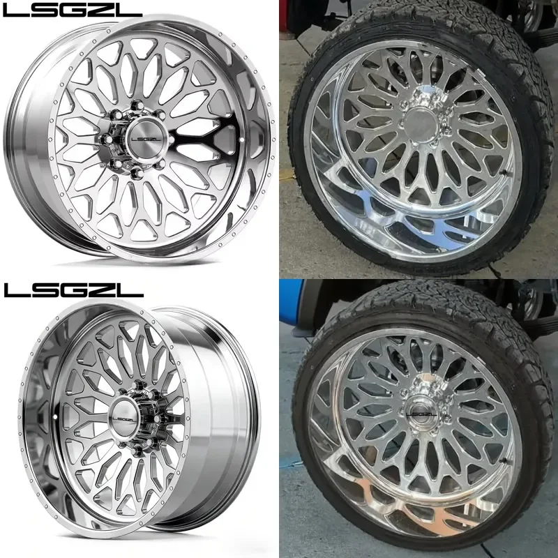 i LSGZL High Polished Wheels Super Single Wheels Size 24 Width 14 Bolts Pattern 8x180 Center Bore 124.1 for 2016 silverado