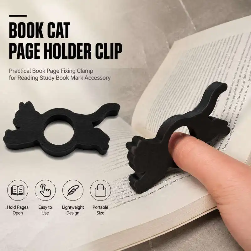 Book Cat Page Holder Clip Practical Book Page Fixing Clamp for Reading Study Book Mark Accessory