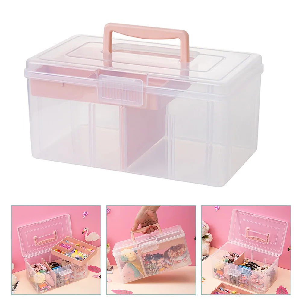 

4.8L Clear Storage Organizer Box Multipurpose Transparent Latch Bin Container for Makeup Craft Supplies Desktop Holder