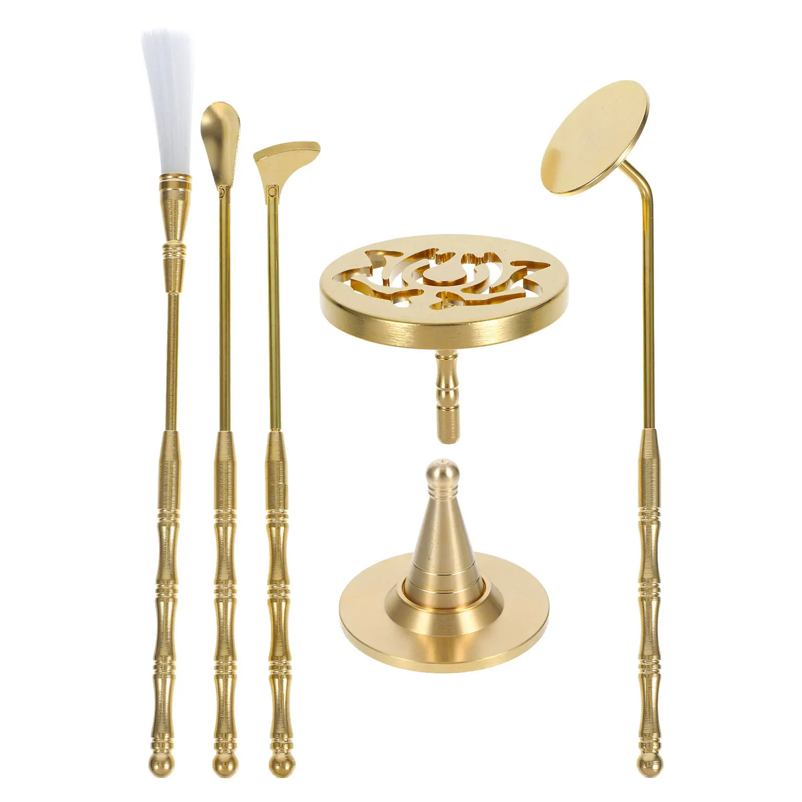 

1 Set Copper Shaping Tool Kit Anti-Skid Handle Smooth Edges Compact Design For Tea Room Decor Incense Making Supplies Powder