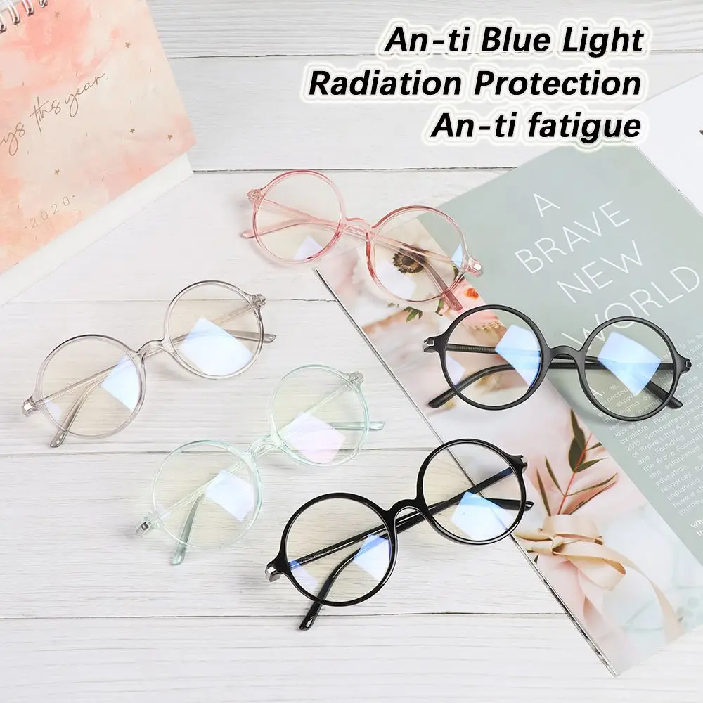 Round Reduces Eye Strain Resin Lens Radiation Protection Glasses Anti Blue Rays Glasses Blue Film Glasses Computer Goggles