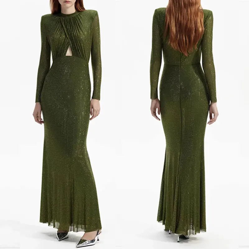 

Women's hot diamond slim long dress high waist fashion Evening party dress