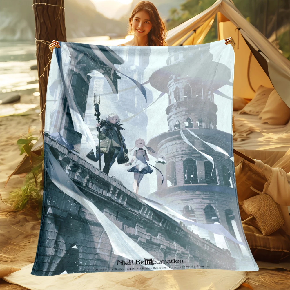 Anime Game NieR:Automata Printed Blankets. Oversized Sofa Bed Cover Soft and Hairy Blanket Soft Warm Flannel Throw Blankets Gift