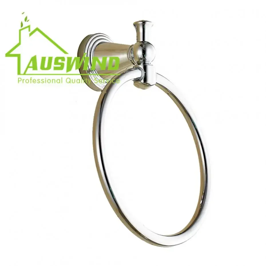 

Luxury Antique Polished Finished Round Finish Brass Chrome Towel Holders Towel Ring Wall Mounted Bathroom Hardware