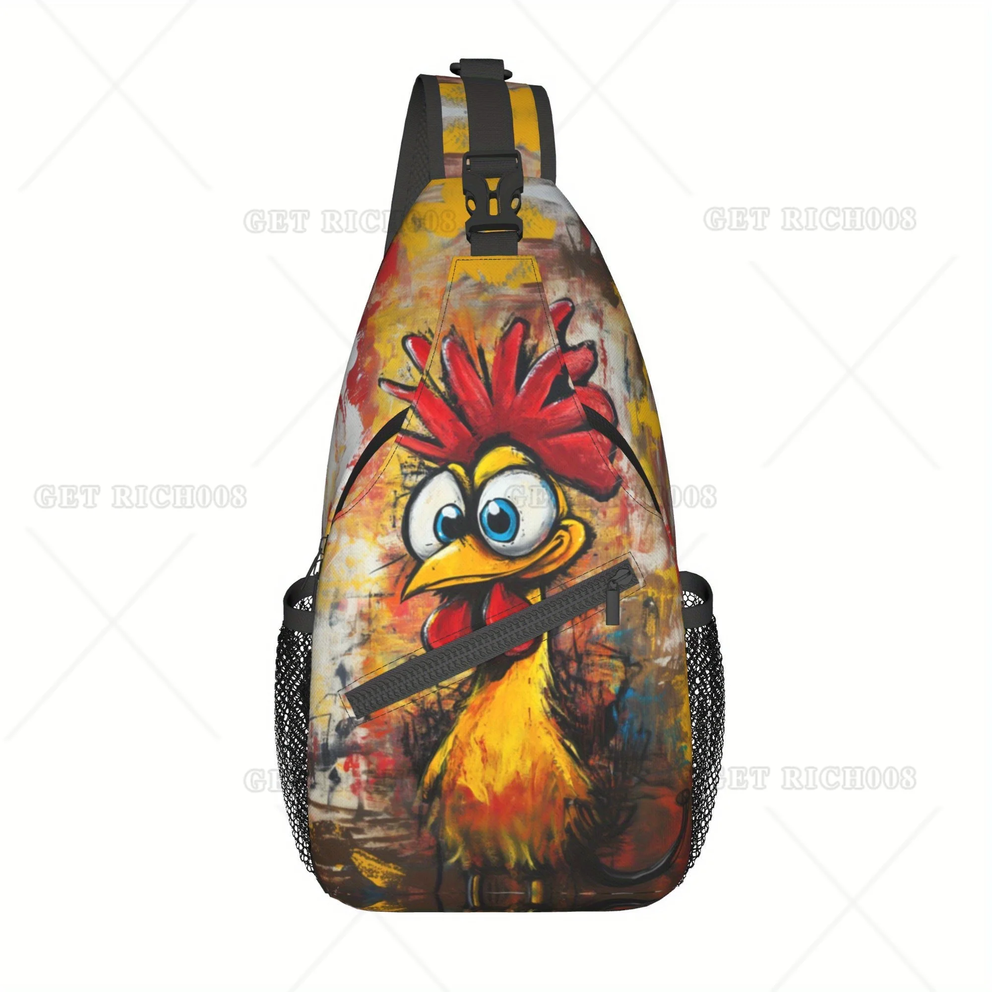 

Abstract Cartoon Rooster Sports Chest Bag, Stylish And Durable, Large Capacity Chest Bag, Versatile Casual Chest Bag
