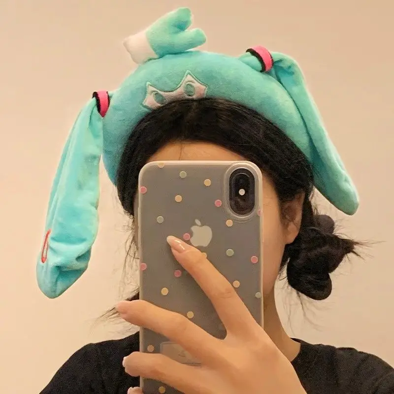 Anime Cartoon Plush Dolls Hairband, Chapelaria, Chapelaria, Lavagem, Rosto, Acessórios para Cabelo, Jóias Da Moda, Presente para Meninas, Hatsune Miku