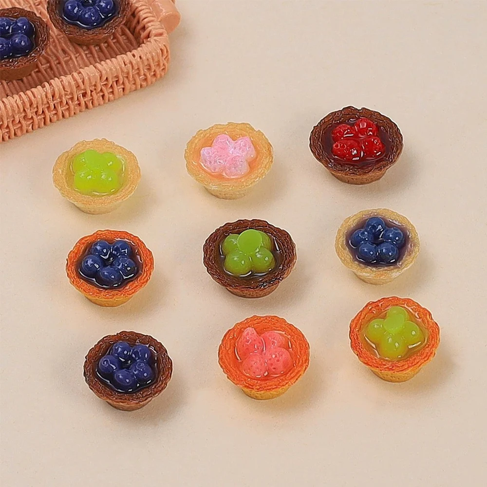 20PCS Mini Blueberry Egg Tart Miniature Flat Back Resin Cabochons For Hairpin Scrapbooking DIY Home Decor Craft Accessories