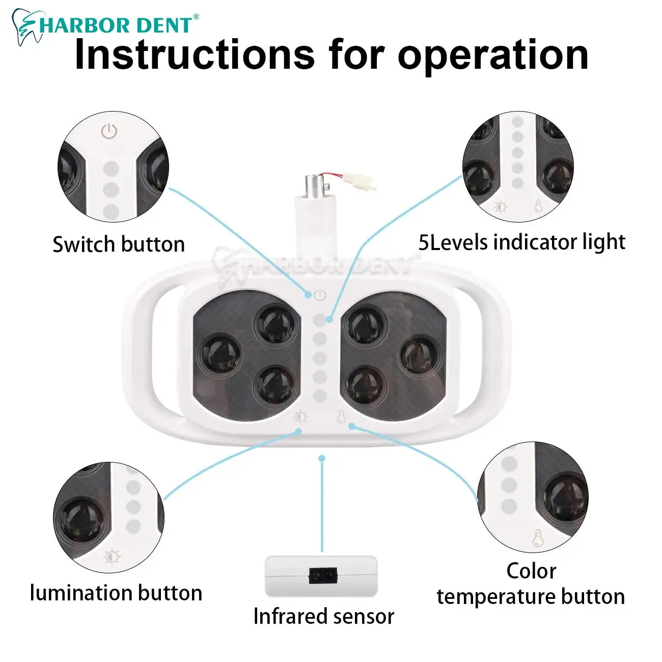 Lampada dentale a LED Luce orale per il funzionamento odontoiatrico Sedia leggera Faretto a infrarossi induttivo Strumento per l'igiene orale Sbiancamento dei denti