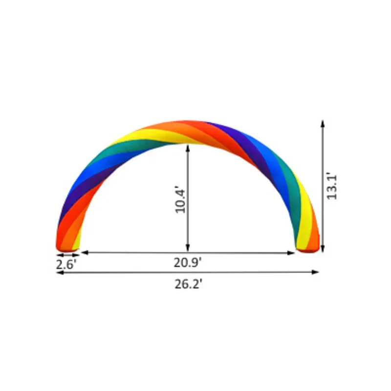 Colorful Inflatable Rainbow Arch 26ftx10ft with Blower Rainbow Arch Balloon for Outdoor Advertising Party Decoration