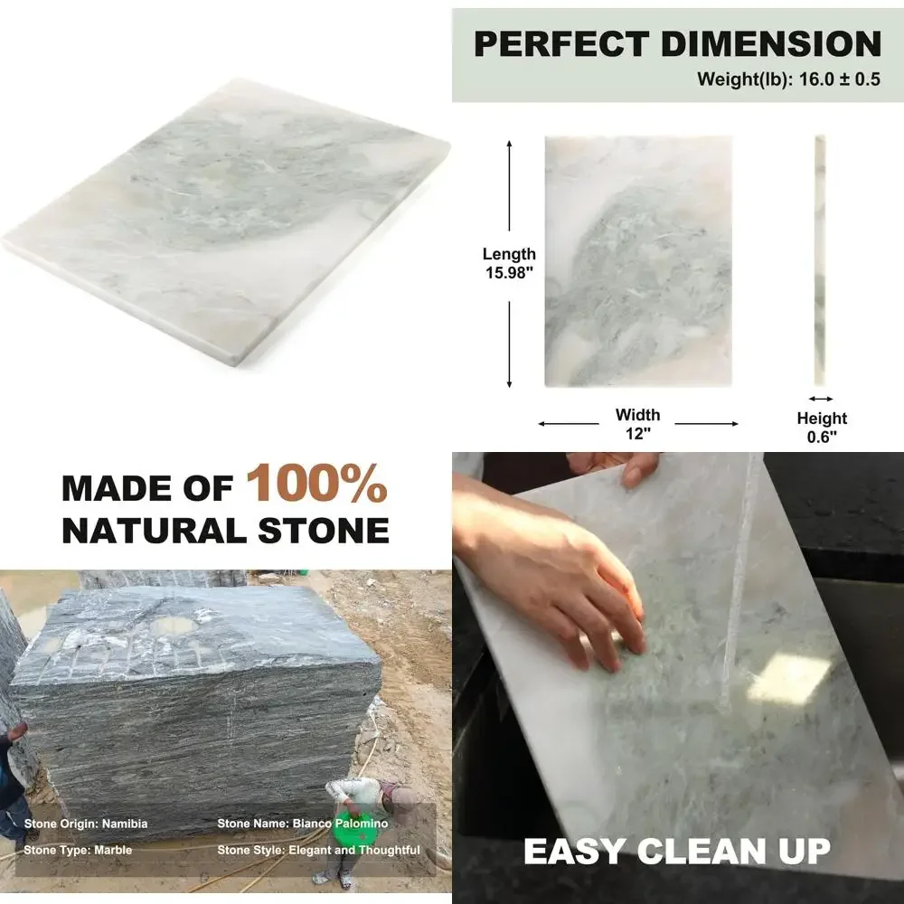 

Большая кухонная плита из натурального мрамора ручной работы для кухни, 16x12 дюймов, идеально подходит для сыра, мясных изделий, макарон и многого другого