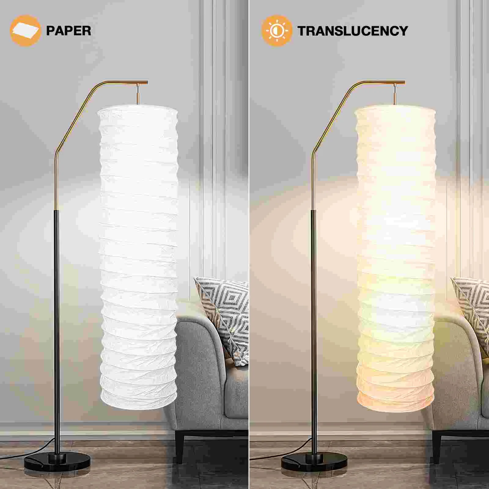 Paper Floor Lamp Shade Nordic Style Simple Foldable Rice Paper Lamp Cover Modern Floor Light Bulb Cage Guard for Living Room