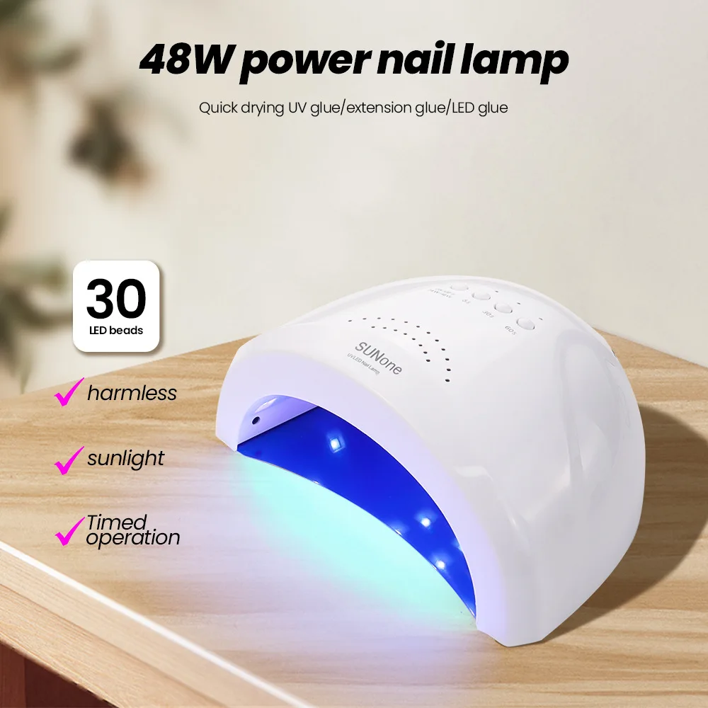 48w Nail Lamp Nail Shop Dual Light Source Led Fast Drying Nail Baking Light Household Uv Lamp Portable Nail Polish Glue Lamp
