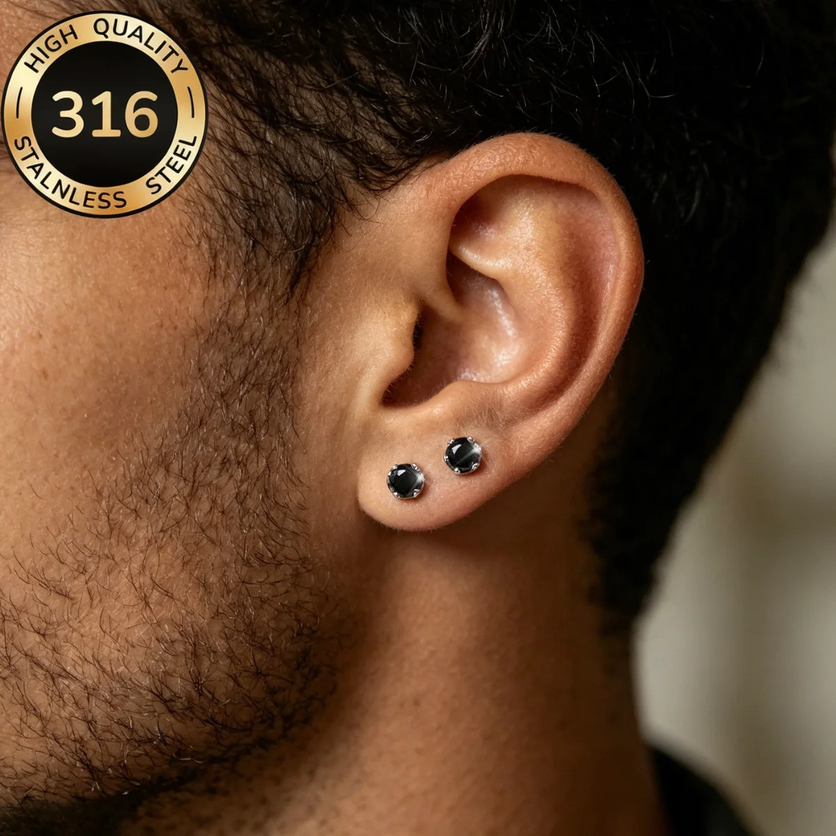 Trendy 2026 Black Zirconia Earrings for Man Women Anti-allergy Shiny Earring Stud Six Claws Twist Pack Tragus Cartilage Jewelry