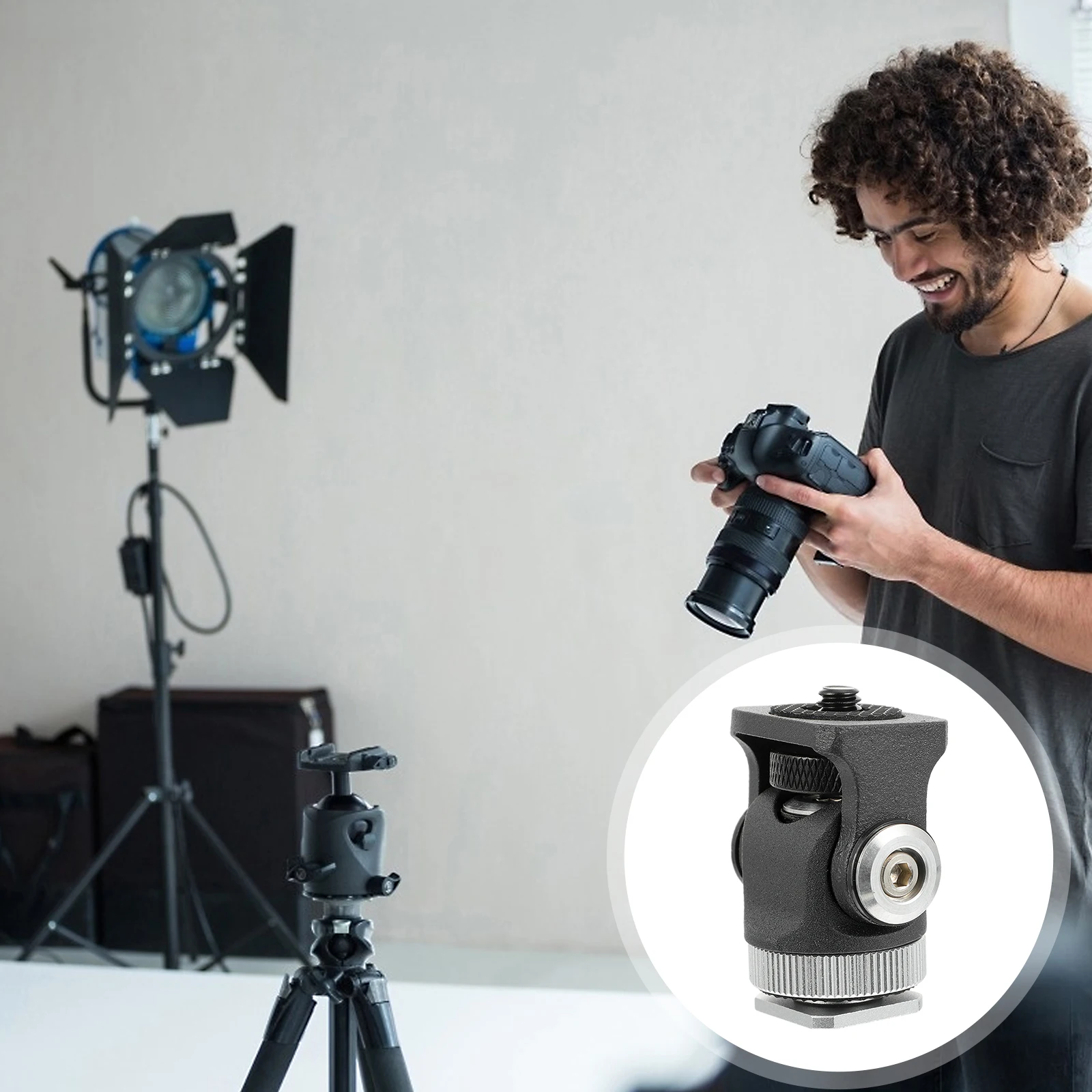 

Aluminum Rotatable Light Aluminum Tripod Mount Monitor Mount Tripod Mini Ball Head Phone Hot Shoe Adapter Mini Ball Head 1/4\
