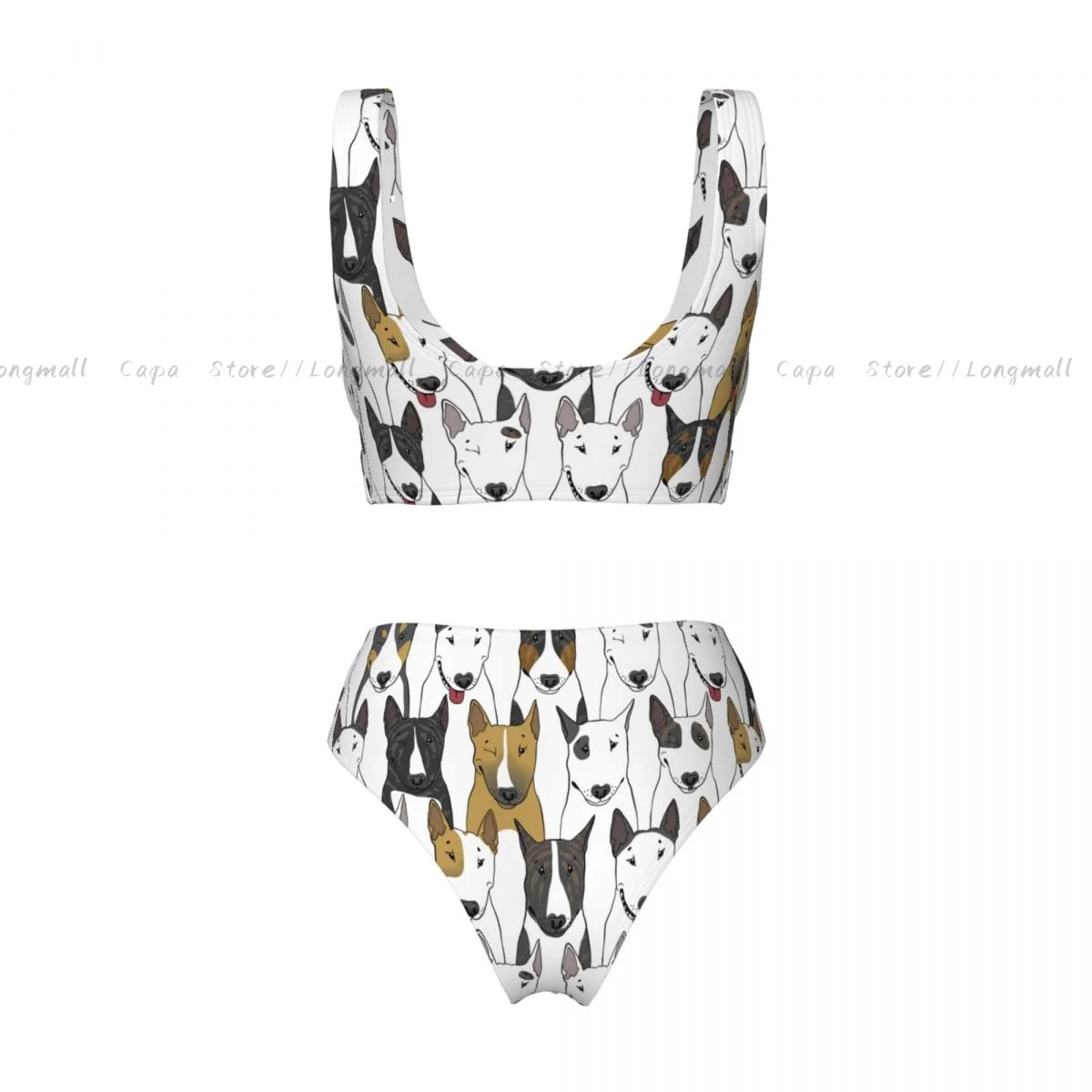 Costume da bagno estivo da donna con scollo a V, costume da bagno per cani Bull Terrier, costume da bagno da spiaggia femminile in 2 pezzi