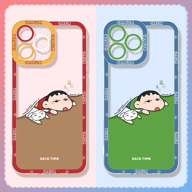 Crayon ShinChan Soft Phone Case for iPhone 14 Pro Max 13 12 Mini 11 Pro XR XS X 8 7 6 6S Plus SE 2020 Transparent Silicone Cover