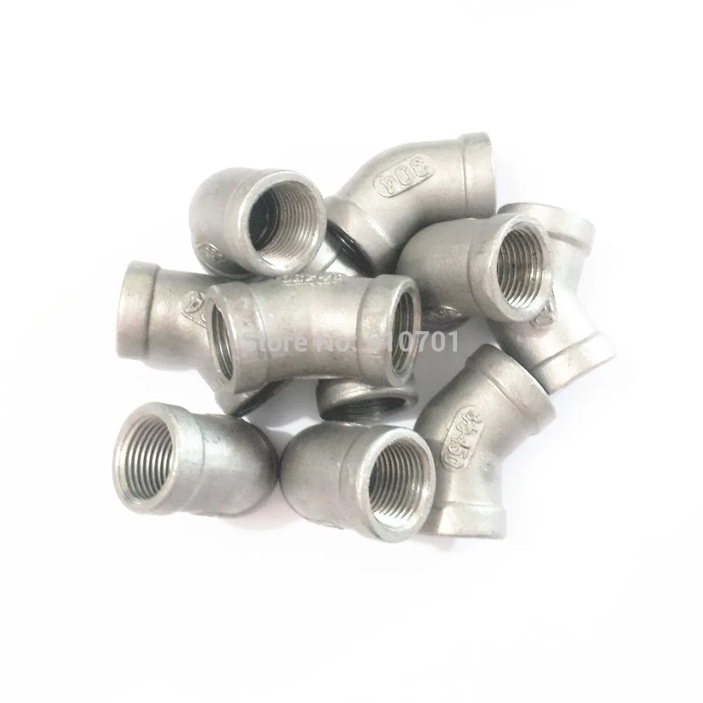 

10pcs 45 Degree Elbow 3/8" BSPP Threaded Female 304 Stainless Steel Connector
