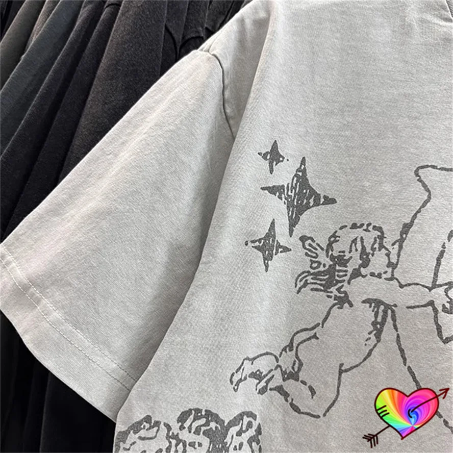 2024 White Grey Jesus Tee Men Women Angel T-shirt Oversize Fit Star Tops Spring Summer Short Sleeve