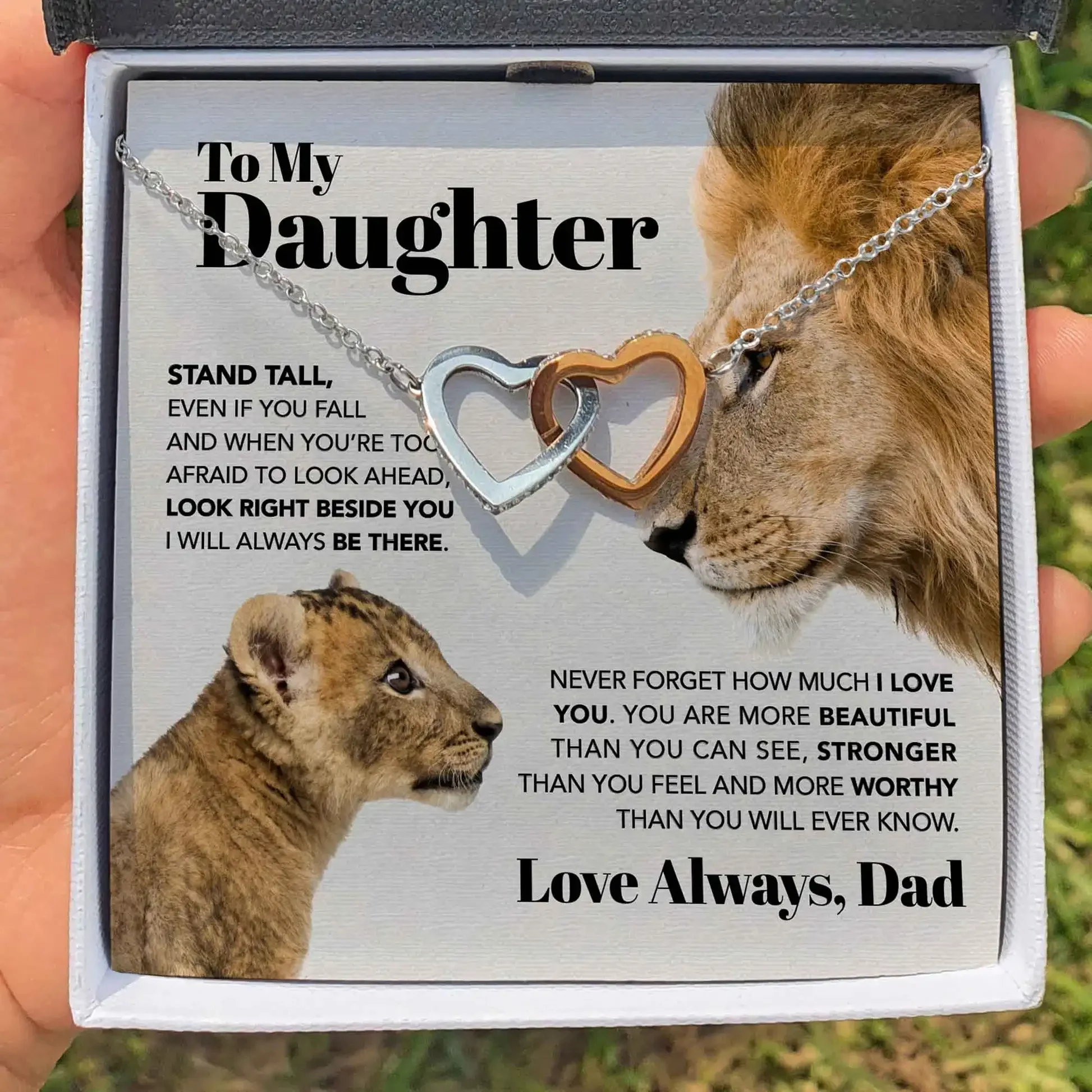 

Подарок моей дочери от папы новые женские ожерелья Любовь Двойное сердце чокер подвеска ожерелье с коробкой на день рождения Прямая поставка