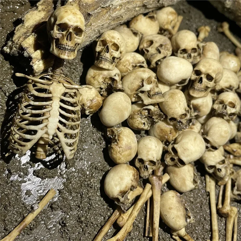 نموذج جمجمة هيكل عظمي مصغر ، دمية الهالويون ، ديكور حوض السمك ، ديكور المنزل ، نبات ، جودة عالية ، #3