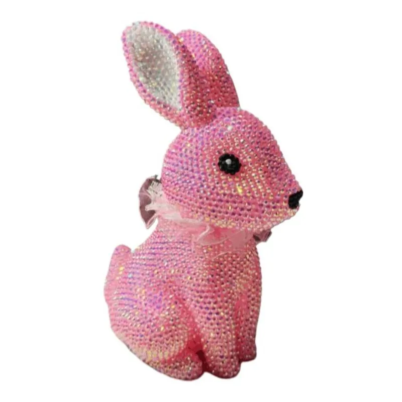 

DIY Rhinestone White Rabbit Figurine Crystal-encrusted Animal Sculpture Handmade Mosaic Doll Blinged Home Ornament Kid Gift