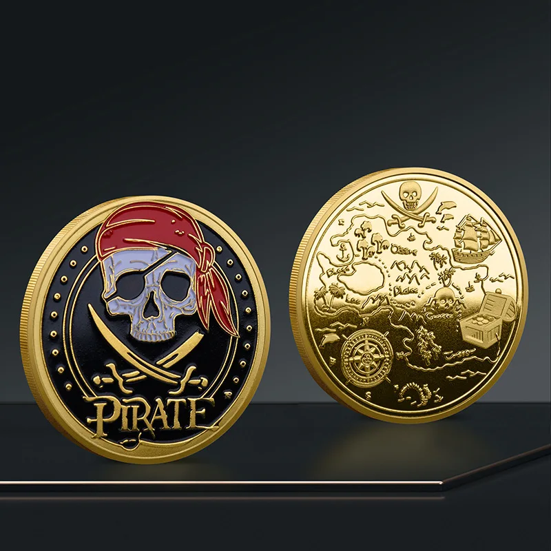 القراصنة الكاريبي عملة تذكارية تذكارية سفينة القراصنة عملة الجمجمة جاك الكابتن جمع عملة