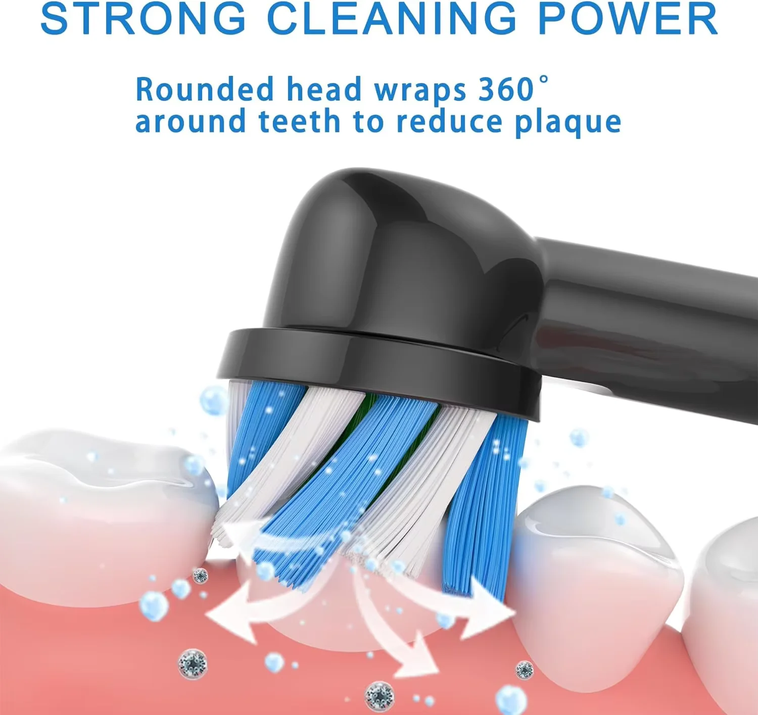 16Pcs Black Replacement Brush Heads Compatible with Oral B Electric Toothbrush - 8 Cross Clean and 8 Standard Clean