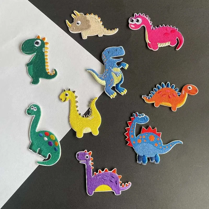 Cartoon Anime Animals Sewing Clothes Patches,Cute Fabric Dinosaur Applique Embroidery Self Adhesive Stickers For Clothing kids