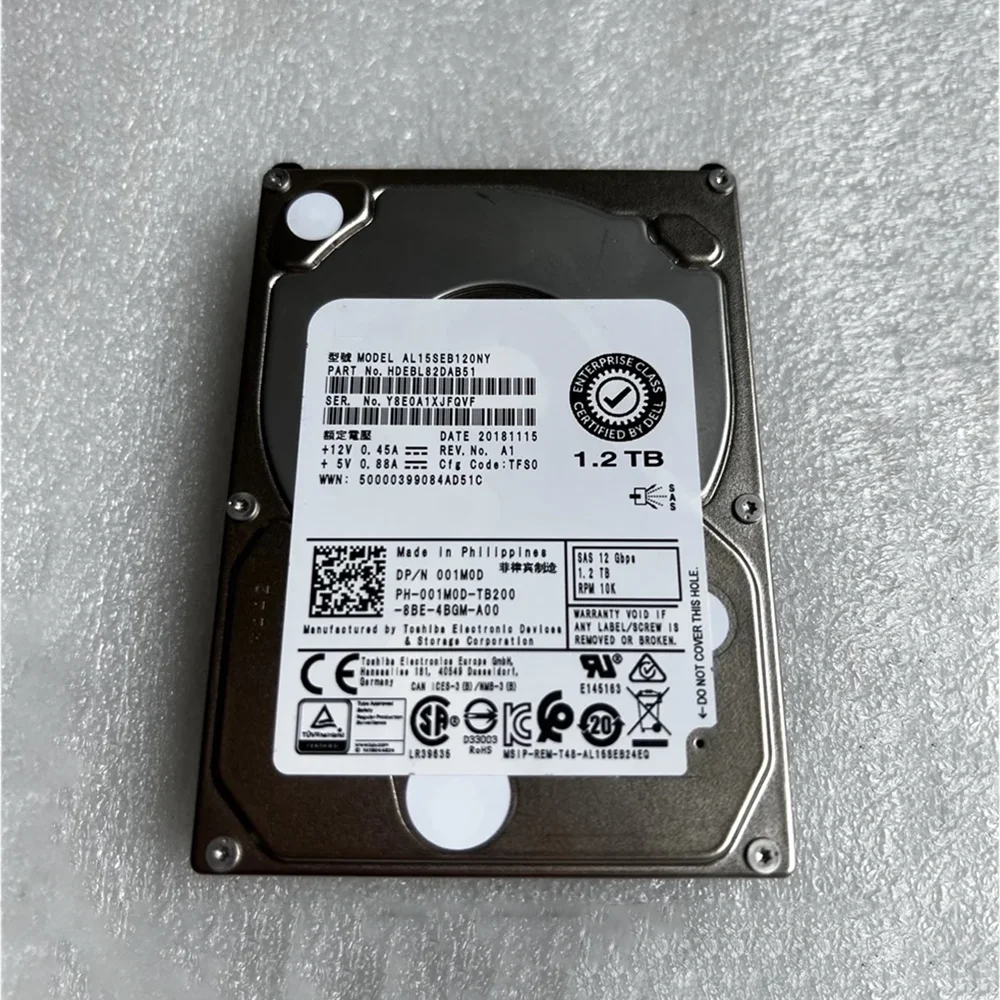 1.2Tb Voor Dell Al15seb120ny Hdebl82dab51 001m0d 01m0d Sas 12G Server Harde Schijf