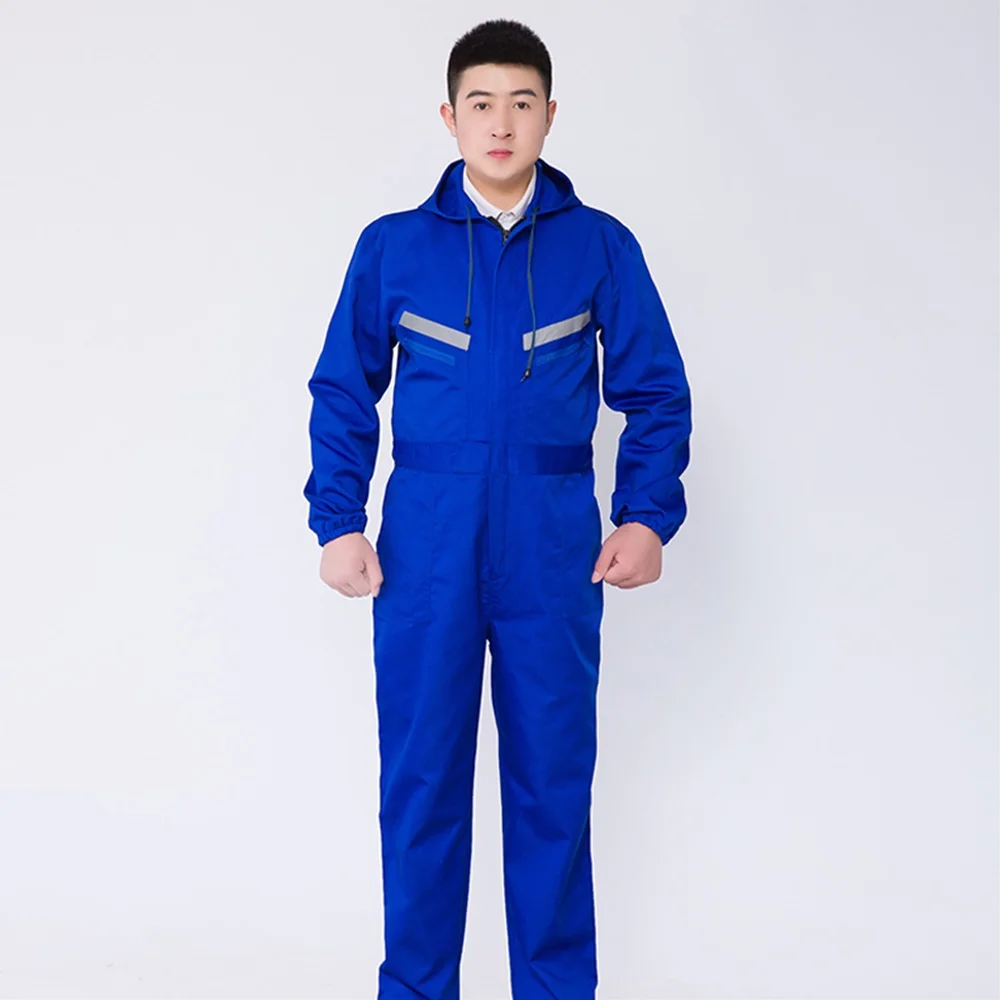 Hi Vis Sicherheits-Arbeitskleidung, Arbeitsoverall, reflektierende Streifen, Kapuze, Arbeiteruniform, Mechaniker, Fabrik, Werkstatt, Matrose, Arbeitsoverall