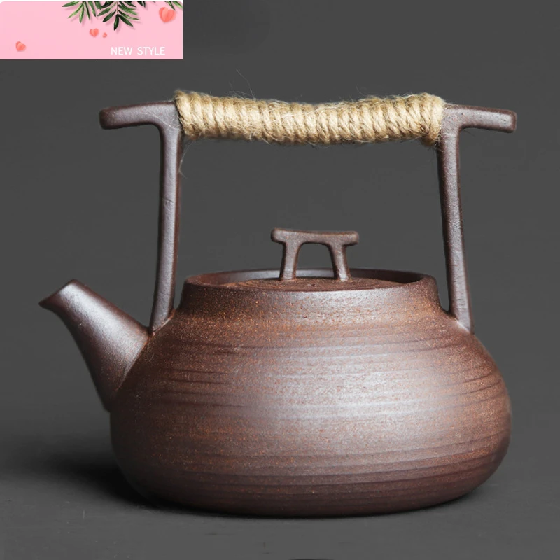 

350 мл чайник в японском стиле ручной работы в стиле ретро, грубая керамика, керамическая посуда, кунг-фу, чайная церемония, портативный чайник, керамический чайник, набор